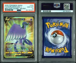 2022 Pokemon Brilliant Stars Galarian Articuno V #181 Secret Rare PSA 10 GEM - Image 1