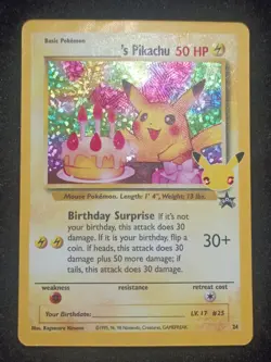 Pokemon Pikachu Holo Birthday Celebrations 25th Classic Collection NM Condition - Image 1