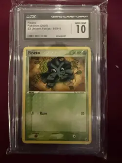 CGC 10 Gem Mint Pokemon Pineco EX Unseen Forces 66/115 - Image 1