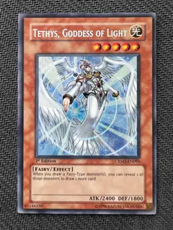 Yugioh Tethys, Goddess of Light 1st Edition Secret Rare CRMS-EN095 NM - Image 1
