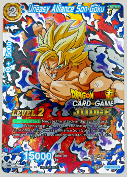 Uneasy Alliance Son Goku Judge Level 2 Foil Stamp Dragon Ball Super Card Game LP - Image 1