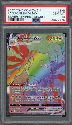 PSA 10 Regieleki VMAX (Secret) Silver Tempest 198/195 Holo Pokemon Card B13 - Image 1
