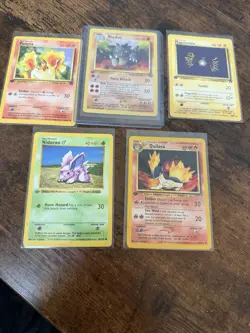 1st Edition 5 Pokemon Cards: Rhydon, Magnemite,ponyta,nidoran,quilava 1999-2000 - Image 1