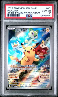 2022 POKEMON JPN SV PROMO SCARLET & VIOLET PRE-ORDER #001 PIKACHU PSA 10 - Image 1