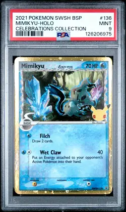 2021 POKEMON SWSH PROMO CELEBRATIONS COLLECTION #136 MIMIKYU-HOLO PSA 9 - Image 1