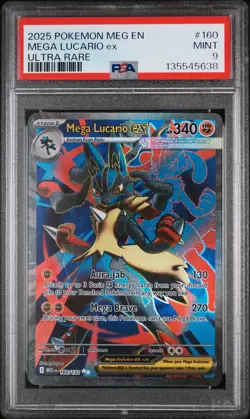 2025 POKEMON MEG EN-MEGA EVOLUTION #160 MEGA LUCARIO EX PSA 9 - Image 1
