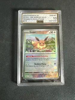 Pokemon TCG Eevee Master Ball Mirror Holo Prismatic Evolutions AGS 10 - Image 1