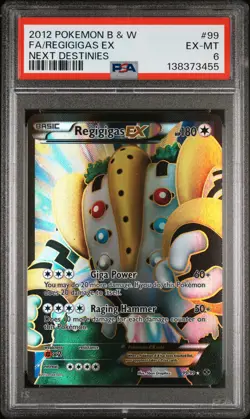 2012 POKEMON B&W NEXT DESTINIES #99 FULL ART/REGIGIGAS EX PSA 6 - Image 1