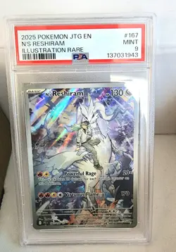 2025 POKEMON JTG #167 N'S RESHIRAM PSA 9 - Image 1