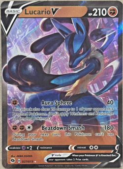 Lucario V Champions Path 027/073 Ultra Rare 2020 Pokemon TCG Near Mint - Image 1