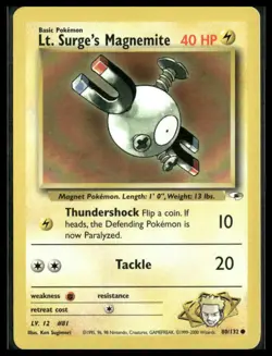 Lt. Surge's Magnemite #080/132 Gym Heroes Pokemon LP - Image 1