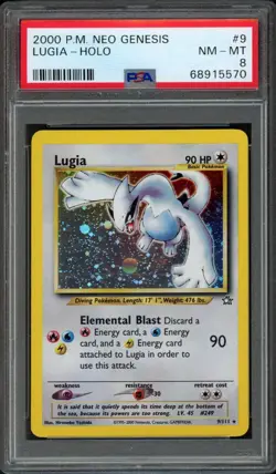 2000 Pokemon Neo Genesis Lugia 9/111 Holo PSA 8 NM-MT - Image 1
