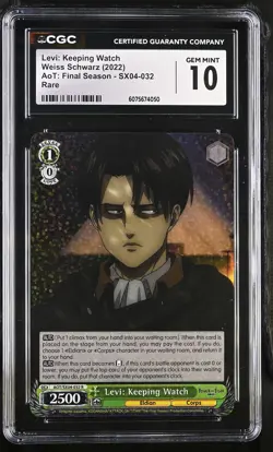 2022 WEISS SCHWARZ AOT: FINAL SEASON #SX04-032 LEVI: KEEPING WATCH CGC 10 - Image 1