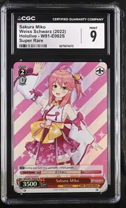 2022 WEISS SCHWARZ HOLOLIVE #W91-E092S SAKURA MIKO CGC 9 - Image 1