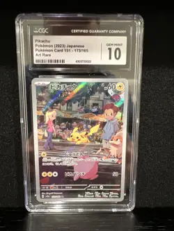 Pikachu AR 173/165 Pokemon 151 Japanese Card Art Rare CGC Gem Mint 10 - Image 1