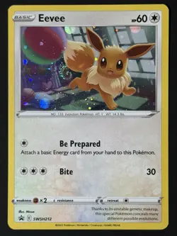 Eevee SWSH212 HOLO FART SWIRL Black Star Promo Pokemon Card NM - Image 1