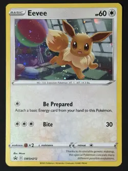Eevee SWSH212 HOLO FART SWIRL Black Star Promo Pokemon Card NM - Image 4