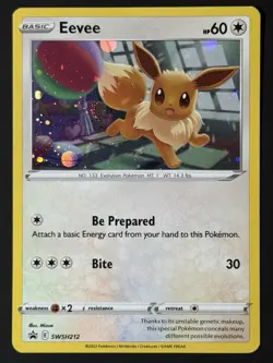 Eevee SWSH212 HOLO FART SWIRL Black Star Promo Pokemon Card NM - Image 5