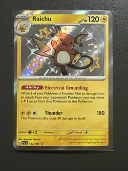 Pokemon TCG Raichu 132/091 Paldean Fates Shiny Rare Card NM Condition - Image 1