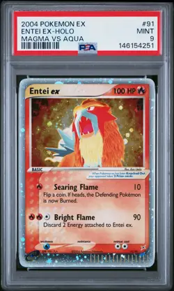 2004 Pokemon Entei Ex Holo EX Team Magma Vs Aqua 91/95 Mint PSA 9 - Image 1