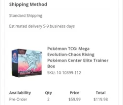 Presale 2x Chaos Rising Pokemon Center ETB Elite Trainer Box PRESALE CONFIRMED - Image 2