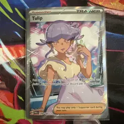 Pokemon TCG Tulip Paradox Rift Trainer Holo Ultra Rare Full Art 244/182 - Image 1