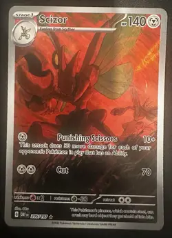 Pokemon TCG SV Obsidian Flames Scizor Illustration Rare Full Art 205/197 LP - Image 1