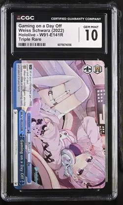2022 WEISS SCHWARZ HOLOLIVE #W91-E141R GAMING ON A DAY OFF CGC 10 - Image 1