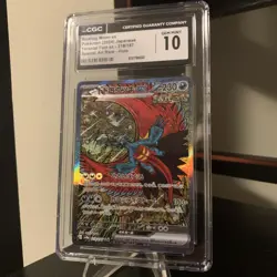 CGC GEM MINT 10 Roaring Moon ex SAR 218/187 SV8a Terastal Fest ex Pokemon Card - Image 1