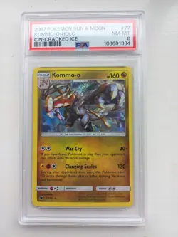 Kommo-o 77/111 PSA 8 Cracked Ice Holo Crimson Invasion Sun & Moon Pokemon Card - Image 1