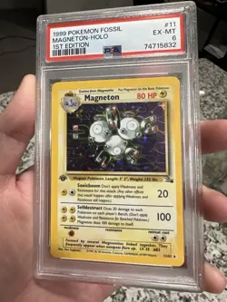 Pokemon TCG Magneton Fossil Holo Rare Card 11/62 1st Edition PSA 6 EX-MT - Image 1