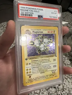 Pokemon TCG Magneton Fossil Holo Rare Card 11/62 1st Edition PSA 6 EX-MT - Image 2