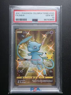 Pokemon 2021 Celebrations FA/MEW #025 PSA 10 Shiny Gold Mew - Image 1