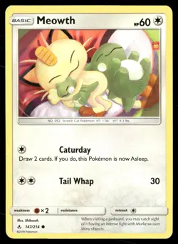 Meowth 147/214 Unbroken Bonds Pokemon LP - Image 1