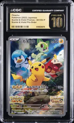 2022 POKEMON SCARLET & VIOLET PROMOS JPN #1 PIKACHU CGC 10 PRISTINE - Image 1