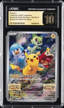 2022 POKEMON SCARLET & VIOLET PROMOS JPN #1 PIKACHU CGC 10 PRISTINE - Image 1