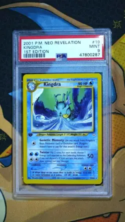 Pokemon 1st Edition NON-HOLO 2001 KINGDRA Neo Revelation PSA 9 MINT - Image 1