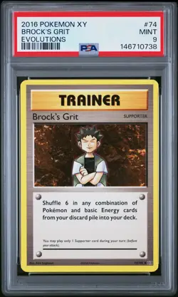 2016 POKEMON XY EVOLUTIONS #74 BROCK'S GRIT PSA 9 - Image 1