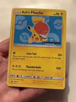 Pokemon TCG Ash's Pikachu SM114 Promo Near Mint Alola Hat - Image 5