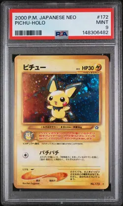2000 POKEMON JPN NEO #172 PICHU-HOLO PSA 9 - Image 1