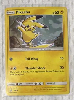 Pokemon Pikachu SM98 Sun & Moon Promo Holo 60 HP Basic Thunder Shock Tail Whip - Image 1