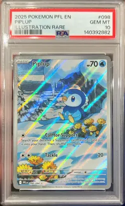 Pokemon Phantasmal Flames Piplup Illustration Rare 098/094 PSA 10 Gem Mint - Image 1