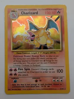 Pokemon Charizard Base Set Unlimited Holo Rare Card 4/102 LP Excellent - Image 1