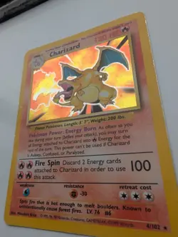 Pokemon Charizard Base Set Unlimited Holo Rare Card 4/102 LP Excellent - Image 3