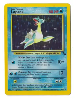 Lapras 10/62 Fossil Holo Rare Pokemon Card WOTC 1999 LP - Image 3