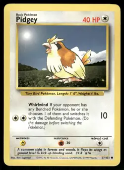 Pokemon Cards Pidgey 57/102 Base Set WOTC Unlimited Common NM - Image 1