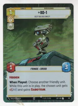 Star Wars Unlimited LotF Hyperspace Foil Card LOF931 BD-1 - Image 1