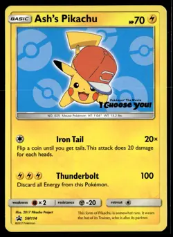 Ash's Pikachu Sm114 I Choose You Black Star Promo English Pokemon Card (MP) - Image 1