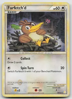 Pokemon Card Farfetch'd Rare HeartGold SoulSilver 19/123 - Image 1