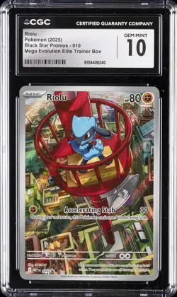 2025 POKEMON MEP EN-ME BLACK STAR PROMO #010 RIOLU CGC 10 - Image 1